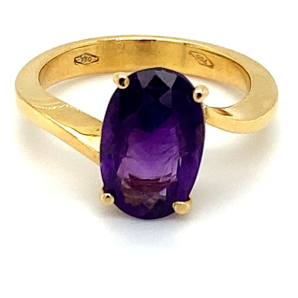 Amethyst 2.52ct Solid 18K Yellow Gold Ring